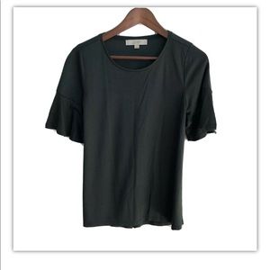 Ann Taylor LOFT Flutter Sleeve Blouse -XS Green